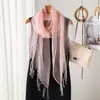 Bufanda de Seda de Lujo 100% Seda de Morera Elegante Chal para Dama Bufanda Delgada para Mujeres con Borde Bordado Regalo Versátil