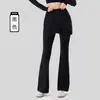 Pantalones de Yoga Acampanados para Mujer, Falso Dos Piezas con Levantamiento de Glúteos y Control de Abdomen, Cintura Alta, Caída Suelta, Pantalones de Pierna Ancha Ligeramente Acampanados