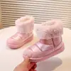 Botas de Nieve para Niñas con Forro de Felpa Invierno 2025 Nuevas Botas de Algodón Gruesas y Cálidas para Niños con Suelas Gruesas y Botas de Piel Resistentes al Frío