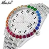 Comercio exterior nuevo personalidad europea y americana hip hop diamante esfera grande calendario reloj de hombre impermeable gradiente arcoíris Diamante