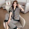Pijama novo de primavera para mulheres elegante flor terno de manga curta famoso na Internet - famoso Ice Silk Outwear Peony Flower Light Luxury Home Clothes