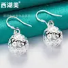 Aretes de Bola de Amor Hueca Aretes de Plata Aretes para Mujer Joyería Joyería Belleza del Lago Oeste