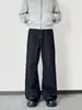 Calça jeans azul retro americana para homens, estilo high-street, adequada para primavera e outono, levemente bootcut, perna reta, calça comprida, calça casual versátil de perna larga