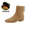 Botas de tornozelo de salto grosso, novos estilos outono/inverno, botas francesas retrô de bico quadrado e salto médio com zíper traseiro, botas de ajuste justo, botas Martin de couro macio, botas femininas