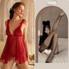 Sexy Bata de Noche Malla Transparente para Mujer Correa con Hebilla Delantera de Corte Bajo Vestido de Noche Apasionado No Necesita Quitarse Transparente Qqny Venta al por Mayor