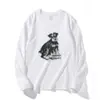 Camiseta Feminina Redonda de Manga Longa Solta com Estampa de Cachorro Estilo Retrô Americano, Nova Versátil Casual de Primavera e Outono Estilo Preguiçoso
