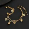 Comercio exterior transfronterizo Accesorios para pies europeos y americanos, regalo de moda para mujer, tobillera de estilo festivo para estudiante, doble capa de oro rosa, flor de rosa