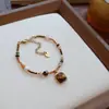 Collar de Piedras Naturales de Colores Hecho a Mano con Cuentas, Diseño de Nicho, Cadena para Clavícula de Acero de Titanio que No se Desvanece, Pulsera con Colgante de Estrella