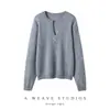 Baicai Veludo Cashmere 2026 Novo Estilo Inspirado em Wenqi Gola V Semi-Aberta Múltiplos Botões Slim-Fit Versátil Malha Cashmere Camisa Base