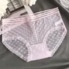 Pantis de encaje semitransparentes para mujer, verano, chica sexy, malla transpirable, sin costuras, entrepierna de algodón puro, bragas para mujer temu