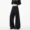 Pantalones de chándal para hombre estilo "old money" americano, con pliegues y dobladillo curvo, para otoño, deportivos casuales de pierna recta, pantalones de pierna ancha holgados de moda
