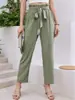 Pantalones Casuales Europeos y Americanos de Amazon, Pantalones de Verano Nuevos Más Vendidos Europeos y Americanos de Temu, Pantalones Largos Elásticos con Volantes y Cordones