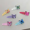 Grampo de Cabelo Colorido com Borboleta Brilhante Novo Produto Transfronteiriço Elástico de Cabelo Grampo de Cabelo Par de Presilhas para Cabelo Infantil e de Menina Presilha para Franja Joia para Cabeça