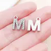 Liga de Zinco K Branca Cravejada de Diamantes 26 Letras Inglesas Acessórios de Joia Pingente DIY Brincos Pulseira Pingente Acessórios para Roupas