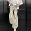 Jeans de mezclilla lavada estilo retro americano para hombre, pantalones de otoño de pierna recta, pantalones holgados de pierna ancha ligeramente acampanados de alta costura