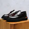 Zapatos de Cuero Formales de Negocios para Hombre de Piel de Vaca, Zapatos de Charol Estilo Británico de Suela Gruesa para Hombre, Zapatos Casuales de Cuero Genuino de Talla Grande para Hombre