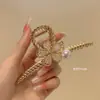 Pinza para el Cabello de Metal para Mujer, Pinza Tiburón de Lujo de Alta Gama, Pasador para Peinados Recogidos, Accesorio para el Cabello con Perlas para la Parte Trasera de la Cabeza