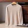 Suéter de cachemira como capa base de punto, versátil para otoño e invierno, 10 colores lisos, cachemira pura, estilo de negocios, cuello redondo, cálido, para hombre