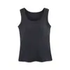 Ropa Interior de Una Pieza para Otoño e Invierno, Nuevo Chaleco de Punto para Mujer con Copas Integradas, Color Sólido, Cuello en U Amplio, Control Lateral del Busto, para Usar por Dentro o por Fuera