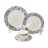 Plato de hueso europeo de lujo ligero transfronterizo para filete estilo occidental decoración Mesa de sala modelo plato plano de hueso de china casero de hortensias