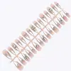 Uñas Postizas Estilo Puro Deseo Estilo Francés, Puntas de Uñas Postizas Puras Hechas a Mano Estilo Ojo de Gato de Princesa Cubo de Azúcar, 30 Piezas de Pegatinas para Uñas