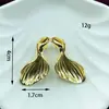 Pendientes de Moda Retro Exagerados Europeos y Americanos Hojas Irregulares Pendientes de Aleación Texturizada Plegados de Temperamento para Mujer