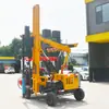 Martillo Hincador de Pilotes para Barreras de Seguridad, Perforadora de Carreteras, Máquina Hincadora y Extractor de Pilotes sobre Ruedas, Hincador Hidráulico Pequeño de Pilotes para Barreras de Seguridad de Cuatro Ruedas