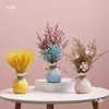 Espiga de Trigo Flor Seca Gipsofila Buquê Arranjo de Flores para Sala de Estar Vaso Pequeno de Cerâmica Estilo Ins Ornamento de Decoração para Gabinete de TV de Mesa