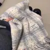 Cachecol de Inverno Estilo Coreano para Mulheres 2024 Lã Mohair Espessado Quente Moda Versátil Xadrez Franja Cachecol Atmosférico