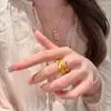 Anillo de Pluma Cepillada Irregular Estilo Francés Lujo Ligero Retro Nuevo Chino Personalidad Tendencia Nacional Versátil Exquisito Anillo