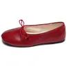 Bailarinas Francesas Retro Perezosas de Cuero Genuino con Correa Elástica Brillante Planas Simples Zapatos Planos de Abuela para Mujer
