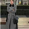 2025 Popular Cálido y Engrosado Acolchado Nuevo Traje Abrigo de Lana Exterior Profesional de Lana para Mujer Invierno Longitud Media