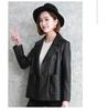 Chaqueta de Cuero Genuino de Piel de Oveja Estilo Nuevo Primavera y Otoño 2026 Haining para Mujer, Cuello Corto Tipo Traje, Estilo Coreano, Corte Holgado, Abrigo para Mujeres de Mediana Edad