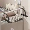 Perchero de Ropa para Mesita de Noche de Dormitorio, Cabecera de Recámara, Estante de Almacenamiento Retráctil Multifuncional, Perchero de Ropa para Colgar en Balcón del Hogar sin Taladro