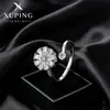 Anillo Xuping giratorio de margarita floral, aleación de cobre chapada en blanco, elegante y simple, ajustable, giratorio, anillo estilo coreano