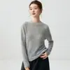 Suéter Campolai 75% caxemira 25% seda de amoreira bainha enrolada despojada gola alta meia malha cardigã feminino solto