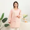 Ropa de Trabajo linda para Vendedor de Guardería de Cocina Manga Larga a Prueba de Aceite Algodón para el Hogar Antiretroceso Mono Estilo Coreano Moda Delantal