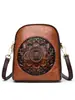 Bolsa Transversal Texturizada em Relevo de Flor de Peônia Vintage, Nova Bolsa Casual para o Dia a Dia Estilo Chinês Transfronteiriço