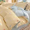 2026 Novo Conjunto de Roupa de Cama de Algodão 100% Quatro Peças Lençol de Cama Totalmente Algodão Capa de Edredom Estilo Fresco Conjunto de Roupa de Cama de Três Peças para Dormitório de Estudante