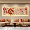 Pintura Decorativa de Sala de Estar de Lujo con Iluminación LED con el Carácter "Fu" Colgante de Pared para Fondo de Sofá Mural Sencillo de Nueve Peces