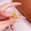 Método Antigo Pingente de Cabacinha Escovada Brilhante com Pedras de Diamante Gelo Picado Estilo Chinês Novo Ouro de Areia de Alto Padrão Pingente oco da Fortuna