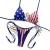 Bikini de dos piezas para mujer con estampado sexy y a la moda, estilo 'hot girl' de Instagram, con cuello halter de dos tonos, para vacaciones en la playa