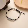 Novo Cordão de Mão de Prata Quebrada Cunhada Estilo Chinês Pulseira de Corda Feita à Mão Besta Devoradora de Ouro Pulseira de Corda da Paz Ajustável Pulseira da Fortuna