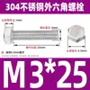Ventas Directas de Fábrica M3-M12 GB 304 acero inoxidable Tornillo hexagonal exterior cabeza hexagonal tornillo hexagonal