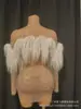 Vestido jumpsuit sexy y único para desfile de semana de la moda de cumpleaños con diseño de felpa y malla transparente