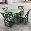 Mesas y sillas de aluminio y bambú para exteriores, bambú simulado, adecuadas para barbacoas en el patio, camping, mesas de aluminio y bambú al aire libre, mercados, granjas y sombrillas de paja.