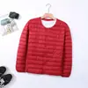 Jaqueta de plumas leve masculina gola redonda tamanho plus size forro de roupa íntima ultrafina leve sem gola estilo pai para homem de meia-idade e idoso com sobrepeso