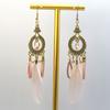 Pendientes familiares de plumas retro de venta caliente de e-commerce de fábrica, pendientes largos de plumas multicolor para vacaciones, diseño con cuentas