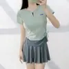 Traje de baño de dos piezas conservador para mujer con falda, manga corta, que oculta el abdomen y estiliza, adecuado para aguas termales