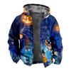 2024 transfronterizo nuevo Halloween forro polar engrosado doble forro terciopelo grueso acolchado de algodón chaqueta cremallera bolsa para excavar chaqueta acolchada de algodón cálida